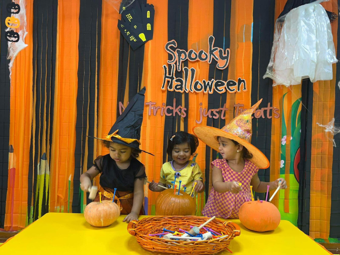 Kids playing Halloween